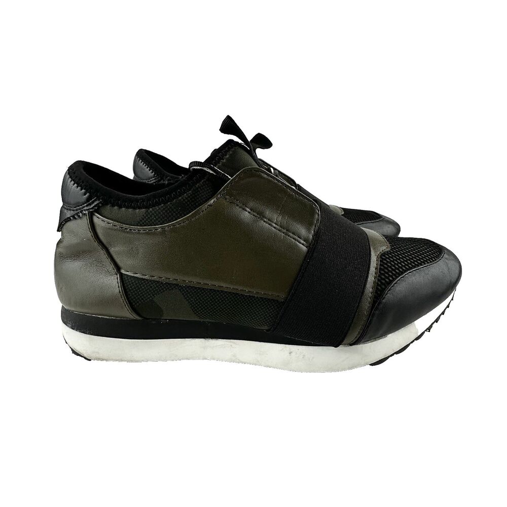 Steve Madden Women's 7.5M - Green & black PU leather sneaker casual shoes KAIYO